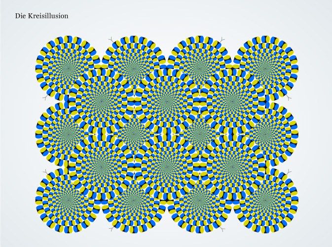 Die optische Täuschung der Kreisillusion suggeriert, dass sich die Kreise gegenläufig bewegen.